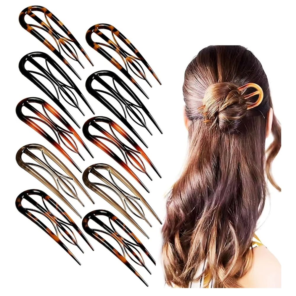 Stylish Hair Clips Set in Black and Brown